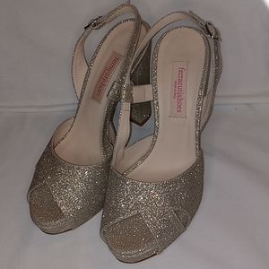 Ferracuti Bridal shoes Primadona a 4.7 inch  peep toe sandal shimmering glitter